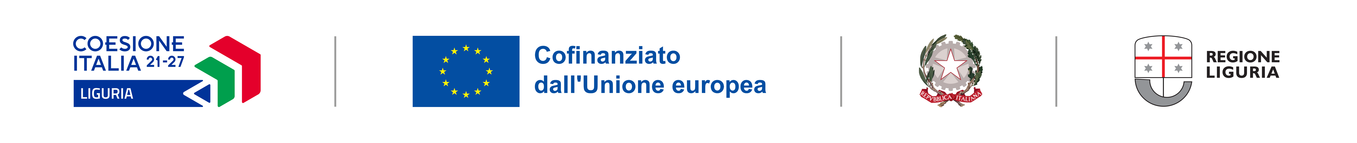 Coesione Italia 21-27 Liguria — Cofinanziato dall'Unione europea — Repubblica Italiana — Regione Liguria
